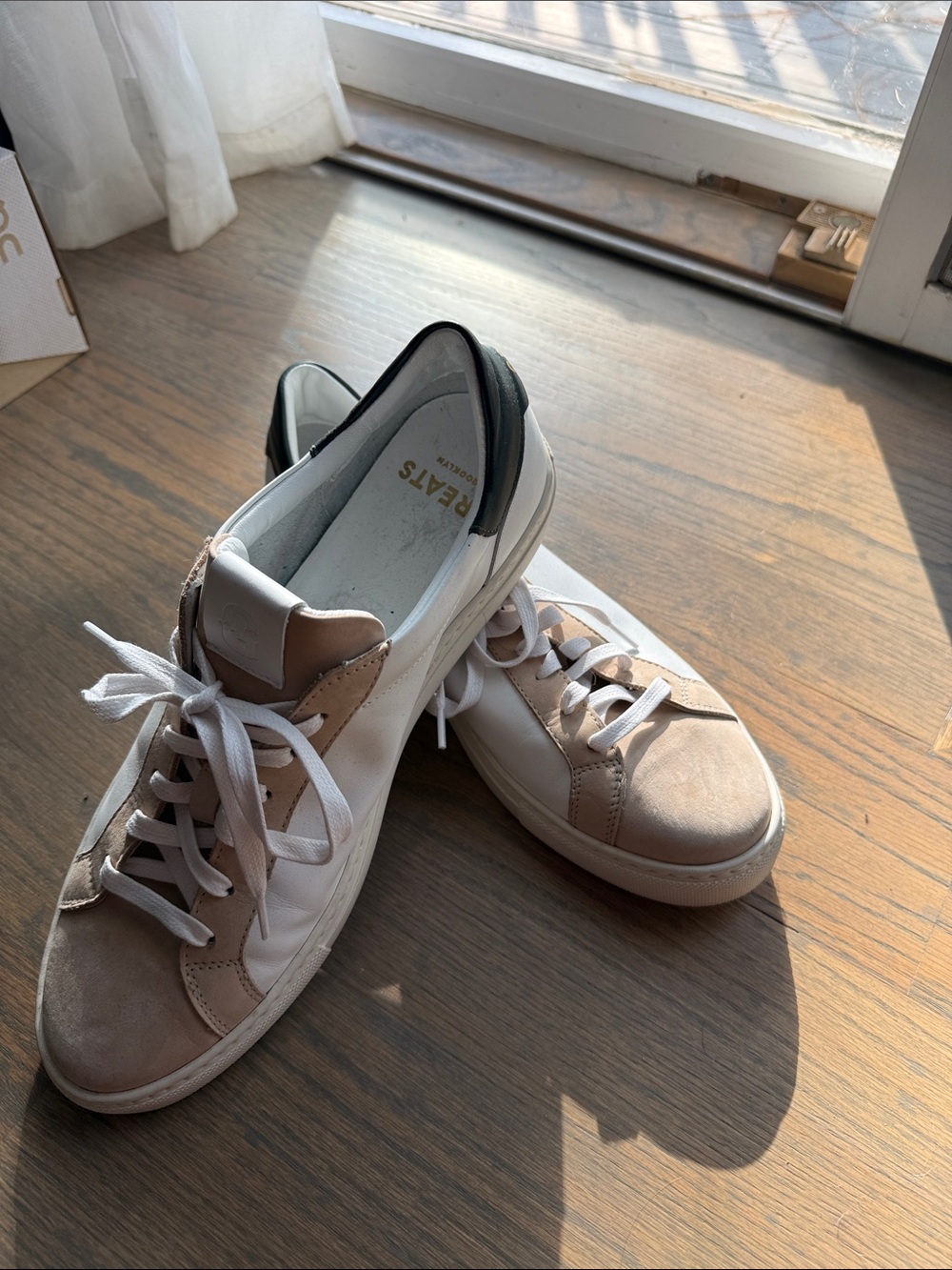 Greats White and Beige Low-Top Sneakers